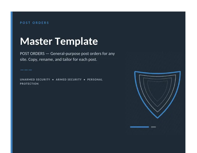 Post Orders Master Template cover page