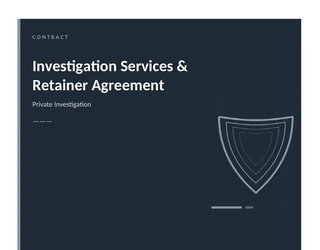 Investigation Services and Retainer Agreement cover page
