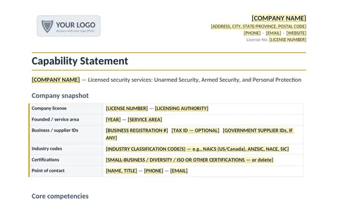 Capability Statement preview