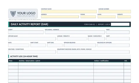 Daily Activity Report preview