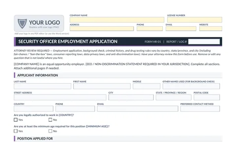 Employment Application + Background Check preview