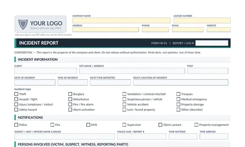 Incident Report preview