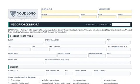 Use of Force Report preview
